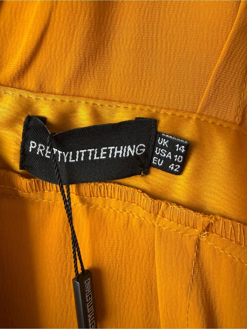 NWT PrettyLittleThing Mustard Asymmetric Draped Maxi Dress US 10 - Picture 6 of 9